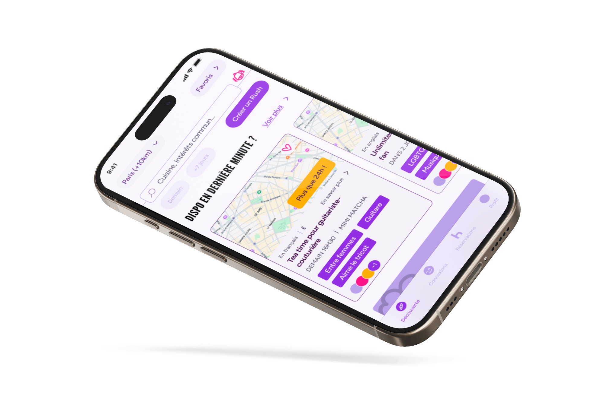 Rushes app mockup sur iPhone